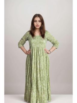 CUSTARD - Floral Print Layered A-Line Maxi Dress