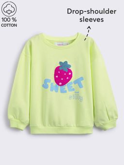 Hopscotch - Pure Cotton Strawberry Embroidered Terry Sweatshirt