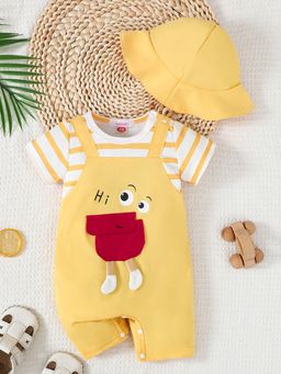 Hopscotch - Stripe Print Romper with Hat