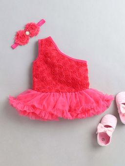 Hopscotch - Girls Fuchsia Sleeveless Ruffle Embellished Party Dress