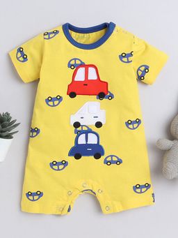 Hopscotch - Unisex Yellow Vehicle Print Romper