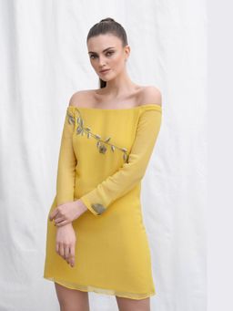 AMRTA- BY GUNEET KONDAL - Darner Dragon Fly Yellow Dress