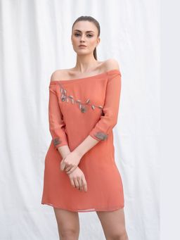 AMRTA- BY GUNEET KONDAL - Darner Dragon Fly Coral Dress