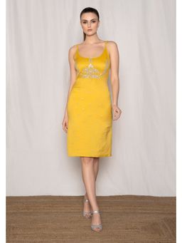 AMRTA- BY GUNEET KONDAL - Classic Leisure Silk Yellow Dress
