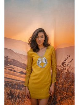 AMRTA- BY GUNEET KONDAL - Birdsong Yellow Embellished Dress