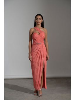 AMRTA- BY GUNEET KONDAL - Bahamas Coral One Shoulder Dress