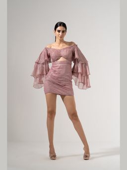 AMRTA- BY GUNEET KONDAL - Cockatoo Ruched Pink Mini Dress