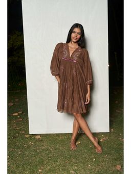 AMRTA- BY GUNEET KONDAL - Cocoa Treasure Embroidered Dress
