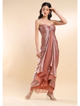 AMRTA- BY GUNEET KONDAL - Golden Mistress Peach Dress