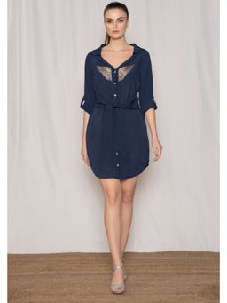 AMRTA- BY GUNEET KONDAL - Winged Blue Embellished Shirt Dress