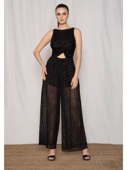 AMRTA- BY GUNEET KONDAL - Cut Out Lurex Black Round Neck Jumpsuit