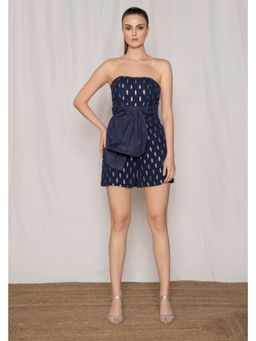 AMRTA- BY GUNEET KONDAL - Bow Lurex Blue Strapless Playsuit