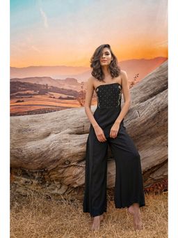 AMRTA- BY GUNEET KONDAL - Lily Black Embroidered Tube Jumpsuit