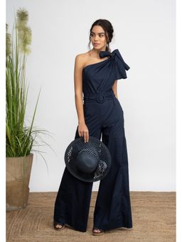AMRTA- BY GUNEET KONDAL - Tanzania Navy Blue One Shoulder Jumpsuit
