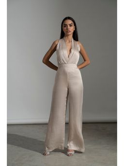 AMRTA- BY GUNEET KONDAL - Oslo Sunset Beige Sleeveless V Neck Jumpsuit