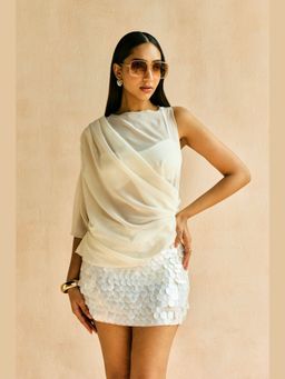 Lea Clothing - Arina White Sequence Skirt