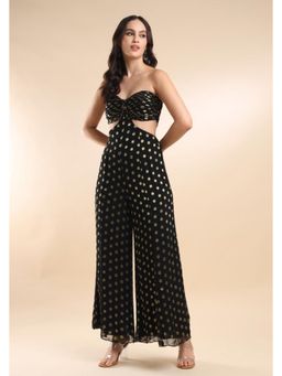 AMRTA- BY GUNEET KONDAL - Golden Polka Black Strapless Jumpsuit