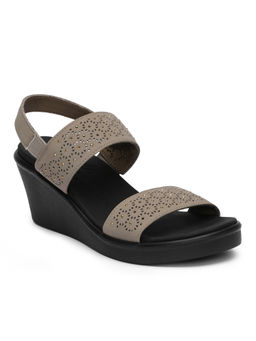 SKECHERS - Womens Rumble On Dark Taupe Casual Wedges Heels