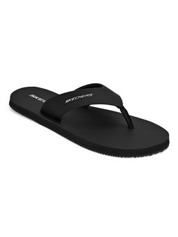 SKECHERS - Mens Courtwald India Black Silver Casual Flipflops