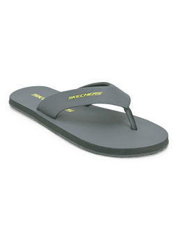 SKECHERS - Mens Courtwald India Grey Lime Casual Flipflops