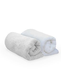 Heelium - Bamboo Hand Towel, Soft, Absorbent & Odour Free, 65x40cm, 2 Pcs, Light Grey, White