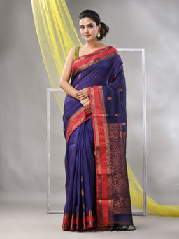 CHARUKRITI - Purple Silk Matka Soft Paisley Motifs Saree with Unstitched Blouse