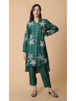 LABEL KALASHREE - Teal Embellished Kurta and Pant (Set of 2)