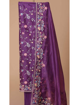 LABEL KALASHREE - Purple Organza Unstitched Dress Material (Set of 3)