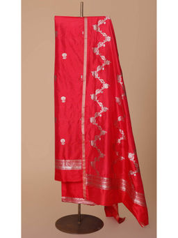 LABEL KALASHREE - Red Pure Silk Unstitched Dress Material (Set of 3)