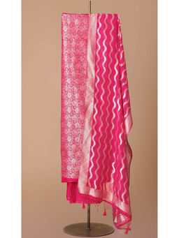 LABEL KALASHREE - Rani Pink Banarsi Unstitched Dress Material (Set of 3)