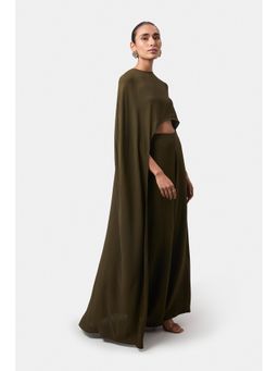 BEYOND - Olive Alaia Asymmetrical Overlay Top