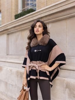 MIRIPRET - Black and Caramel Waldorf Cape for Women