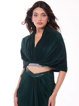 S&N by Shantnu Nikhil - Green Emerald Pleated Top