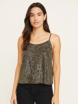 Scoup - Black Sequined Cami Party Top