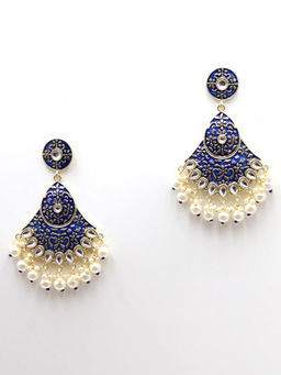 Odette - Blue Embellished Sequined Drops & Danglers Earrings