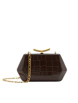 MIRAGGIO - Crystal Clutch With Detachable Crossbody Strap - Brown (S)