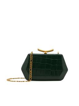 MIRAGGIO - Crystal Clutch With Detachable Crossbody Strap - Green (S)