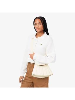 Lacoste - Lenglen Suede Leather Handbag with Detachable Strap - Cream