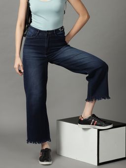 SHOWOFFFF - Women's Stretchable Clean Look Navy Blue Straight Fit Jeans