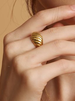 Palmonas - 18k Gold Plated Croissant Dome Ring for Women (One Size)