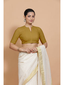 Binks - Ananya X Rozaana Khaki V-Neck Solid Stitched Blouse