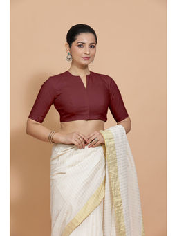 Binks - Ananya X Rozaana Maroon V-Neck Solid Stitched Blouse