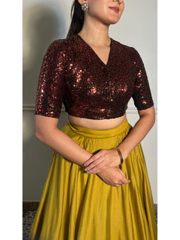 Binks - Tarana Red V-Neck Sequined Stitched Blouse