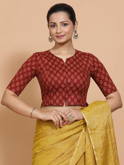 Binks - Farheen Red Round Neck Printed Stitched Blouse