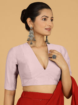 Binks - Damini X Rozaana Lavender V-Neck Solid Stitched Blouse