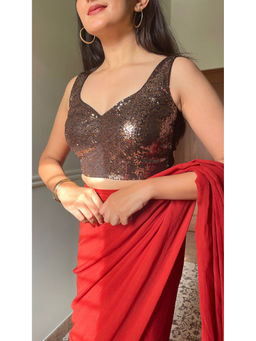 Binks - Kanika Gold Sweetheart Sequined Stitched Blouse