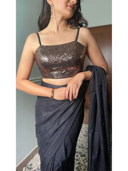 Binks - Kesha Gold Shoulder Straps Sequined Stitched Blouse