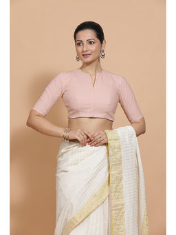 Binks - Kinal X Rozaana Pink V-Neck Solid Stitched Blouse