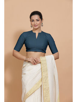 Binks - Kinal X Rozaana Navy Blue V-Neck Solid Stitched Blouse