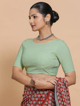 Binks - Kumud X Rozaana Green Boat Neck Solid Stitched Blouse